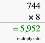 How to calculate 744 times 8 using long multiplication