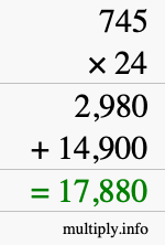 How to calculate 745 times 24 using long multiplication How to calculate 745 times 24 using long multiplication