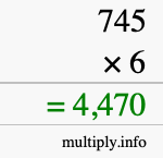 How to calculate 745 times 6 using long multiplication