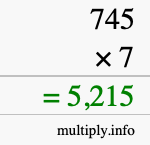 How to calculate 745 times 7 using long multiplication