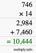 How to calculate 746 times 14 using long multiplication