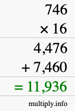 How to calculate 746 times 16 using long multiplication
