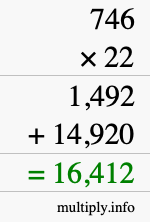 How to calculate 746 times 22 using long multiplication
