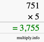 How to calculate 751 times 5 using long multiplication How to calculate 751 times 5 using long multiplication