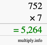 How to calculate 752 times 7 using long multiplication
