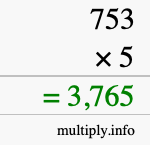 How to calculate 753 times 5 using long multiplication How to calculate 753 times 5 using long multiplication