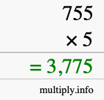 How to calculate 755 times 5 using long multiplication How to calculate 755 times 5 using long multiplication