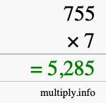How to calculate 755 times 7 using long multiplication How to calculate 755 times 7 using long multiplication
