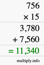 How to calculate 756 times 15 using long multiplication