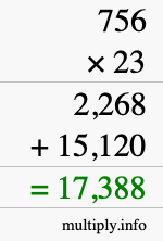How to calculate 756 times 23 using long multiplication