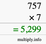 How to calculate 757 times 7 using long multiplication