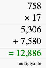 How to calculate 758 times 17 using long multiplication How to calculate 758 times 17 using long multiplication