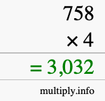 How to calculate 758 times 4 using long multiplication How to calculate 758 times 4 using long multiplication