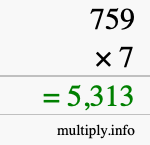 How to calculate 759 times 7 using long multiplication How to calculate 759 times 7 using long multiplication