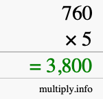 How to calculate 760 times 5 using long multiplication How to calculate 760 times 5 using long multiplication