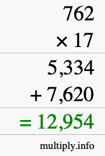 How to calculate 762 times 17 using long multiplication
