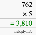 How to calculate 762 times 5 using long multiplication