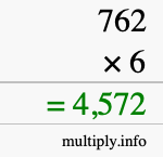 How to calculate 762 times 6 using long multiplication