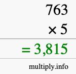 How to calculate 763 times 5 using long multiplication