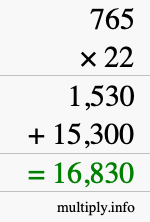 How to calculate 765 times 22 using long multiplication How to calculate 765 times 22 using long multiplication