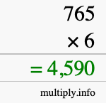How to calculate 765 times 6 using long multiplication