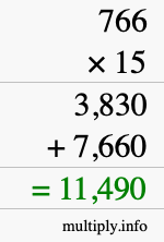 How to calculate 766 times 15 using long multiplication How to calculate 766 times 15 using long multiplication