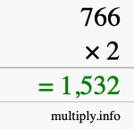 How to calculate 766 times 2 using long multiplication How to calculate 766 times 2 using long multiplication