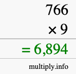 How to calculate 766 times 9 using long multiplication
