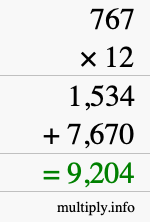How to calculate 767 times 12 using long multiplication How to calculate 767 times 12 using long multiplication
