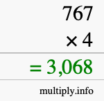 How to calculate 767 times 4 using long multiplication