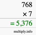 How to calculate 768 times 7 using long multiplication How to calculate 768 times 7 using long multiplication