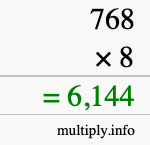 How to calculate 768 times 8 using long multiplication How to calculate 768 times 8 using long multiplication