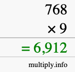 How to calculate 768 times 9 using long multiplication