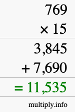 How to calculate 769 times 15 using long multiplication How to calculate 769 times 15 using long multiplication