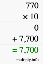 How to calculate 770 times 10 using long multiplication