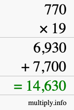 How to calculate 770 times 19 using long multiplication
