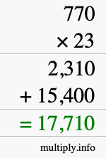 How to calculate 770 times 23 using long multiplication