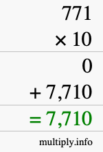 How to calculate 771 times 10 using long multiplication