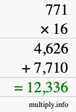 How to calculate 771 times 16 using long multiplication