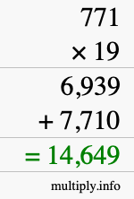 How to calculate 771 times 19 using long multiplication