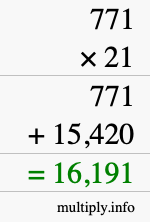How to calculate 771 times 21 using long multiplication
