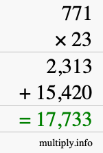 How to calculate 771 times 23 using long multiplication