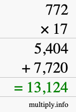 How to calculate 772 times 17 using long multiplication