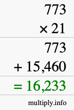 How to calculate 773 times 21 using long multiplication