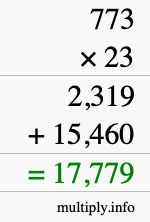How to calculate 773 times 23 using long multiplication