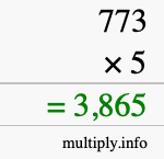 How to calculate 773 times 5 using long multiplication
