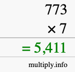 How to calculate 773 times 7 using long multiplication