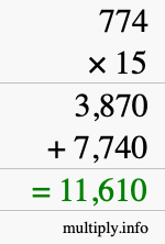 How to calculate 774 times 15 using long multiplication How to calculate 774 times 15 using long multiplication