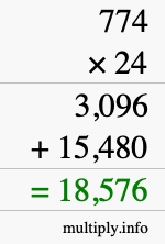 How to calculate 774 times 24 using long multiplication How to calculate 774 times 24 using long multiplication