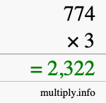 How to calculate 774 times 3 using long multiplication
